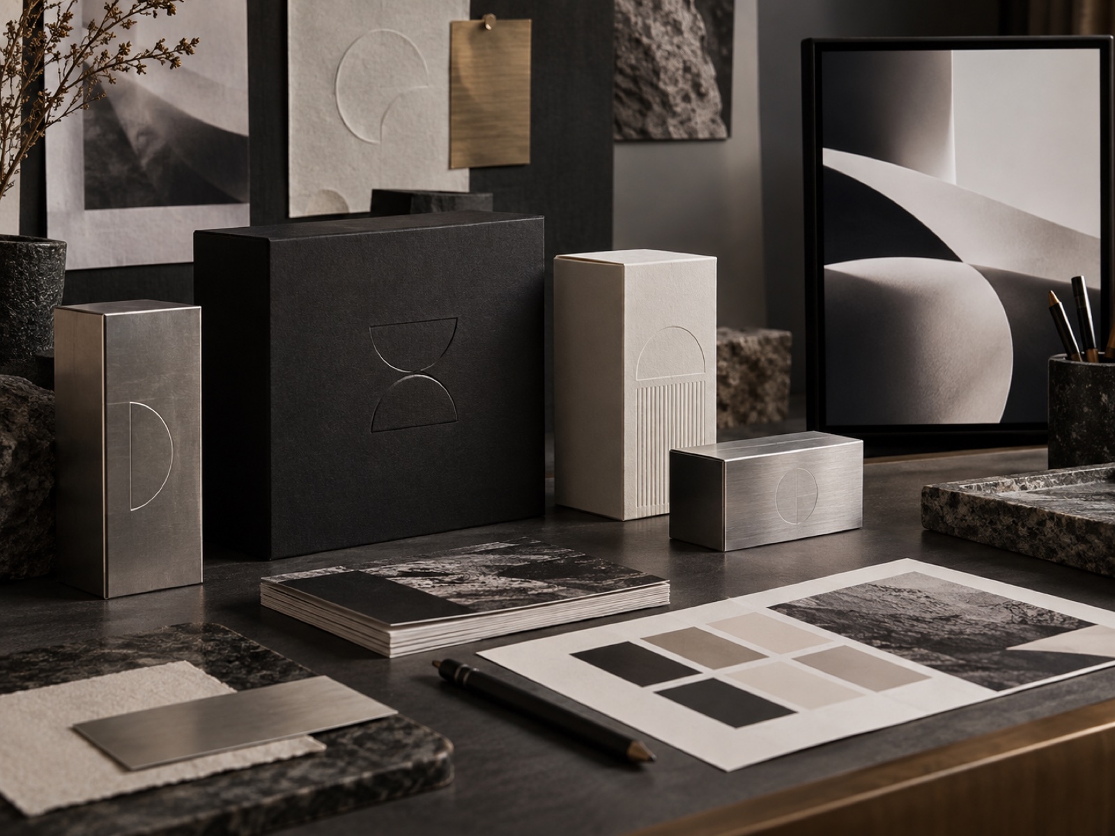 Unbranded identity, packaging and digital design prototypes